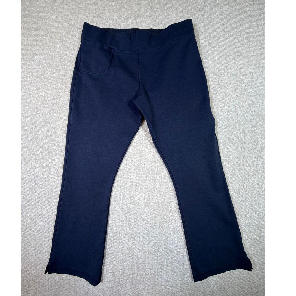 American Giant Women 14 Blue Cropped Knit Pull On Pants Stretch Casual Lounge